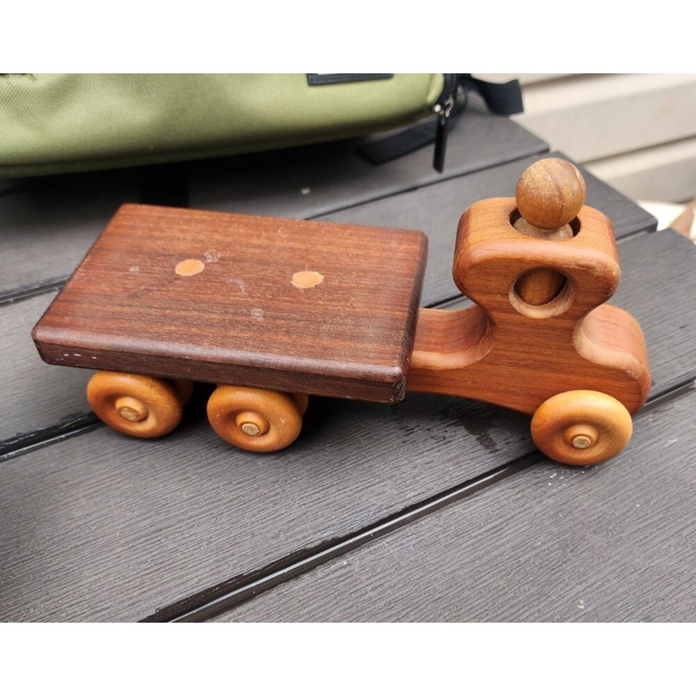 Vintage Handmade Wooden truck Flat Bed solid wood heavy like